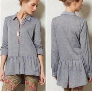 *LIKE NEW* Anthropologie denim polkadot tunic top